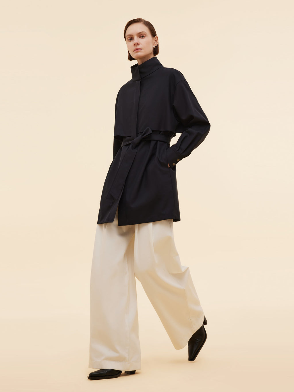 Worsted Wool Blend Women Trench Coat