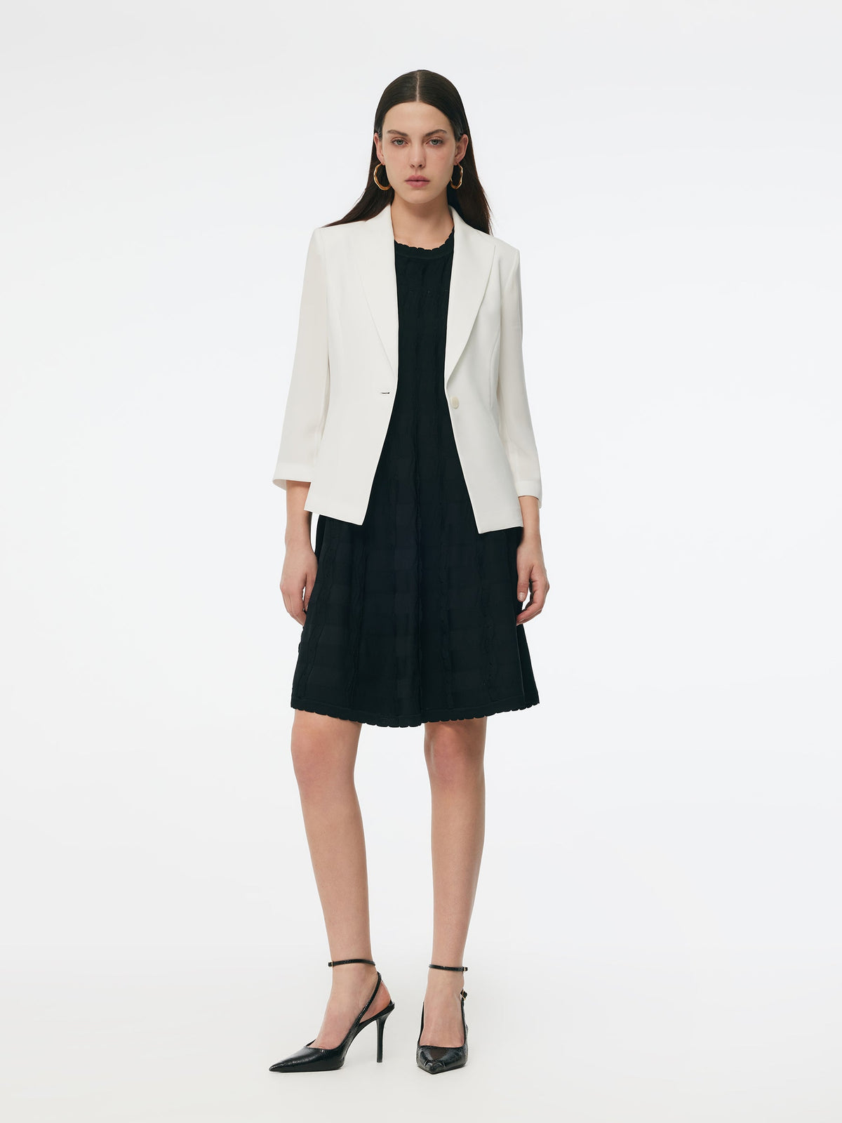 Triacetate Blend Gathered Waist Women Blazer