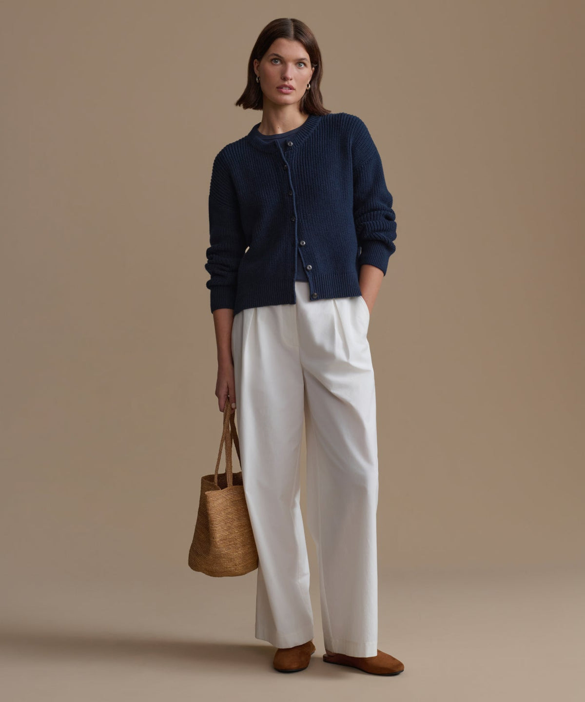 Cotton Hayes Crewneck Cardigan