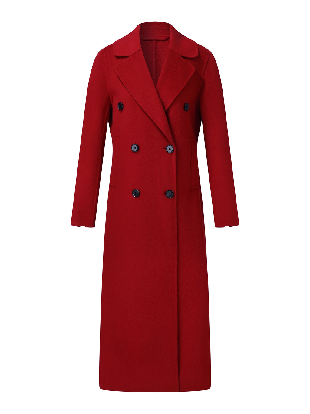 Cashmere Wool Blend Notched Collar Double-Faced Women Overcoat