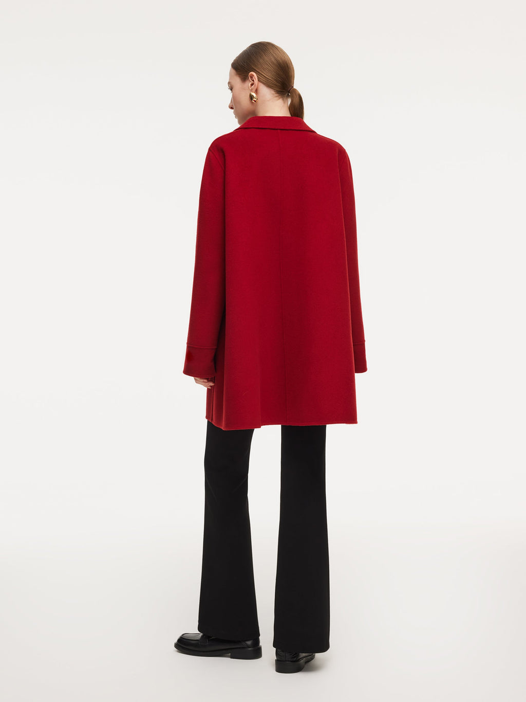 Cashmere Wool Blend Double-Faced Women Cape Coat With Leather Belt