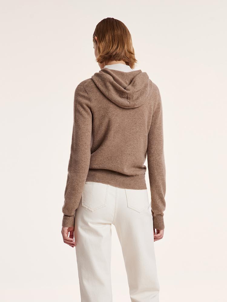 Pure Cashmere Hooded Zipper Cardigan