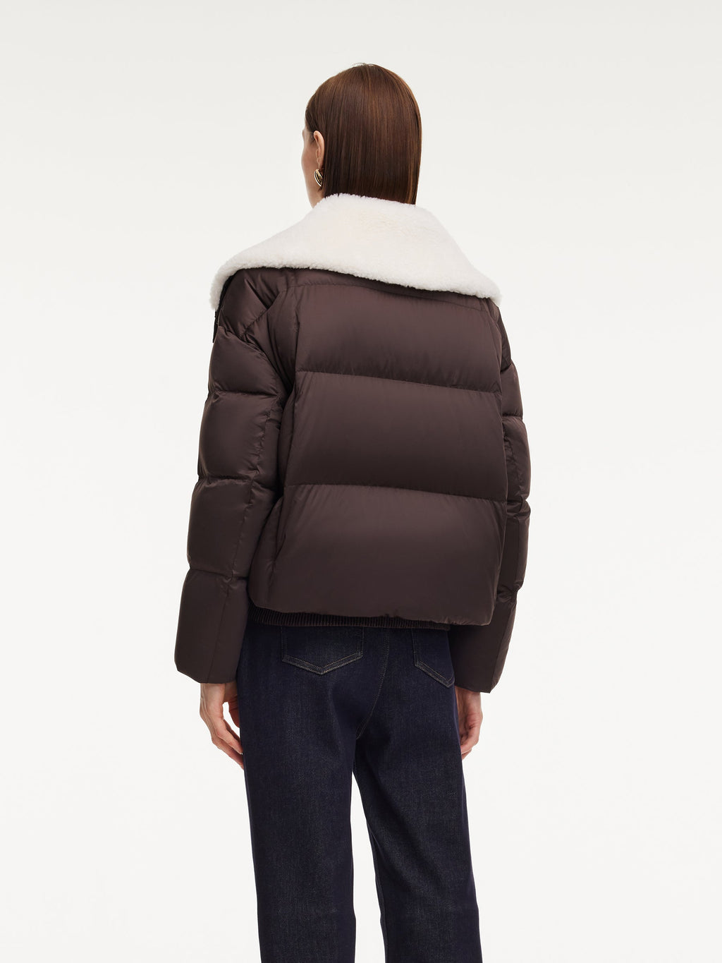 Teddy Collar Goose Down Crop Jacket