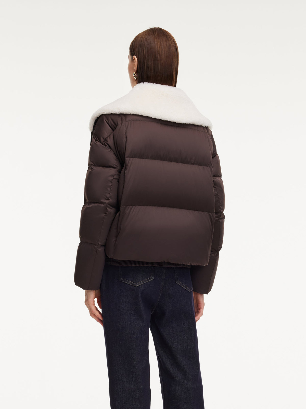 Teddy Collar Goose Down Crop Jacket