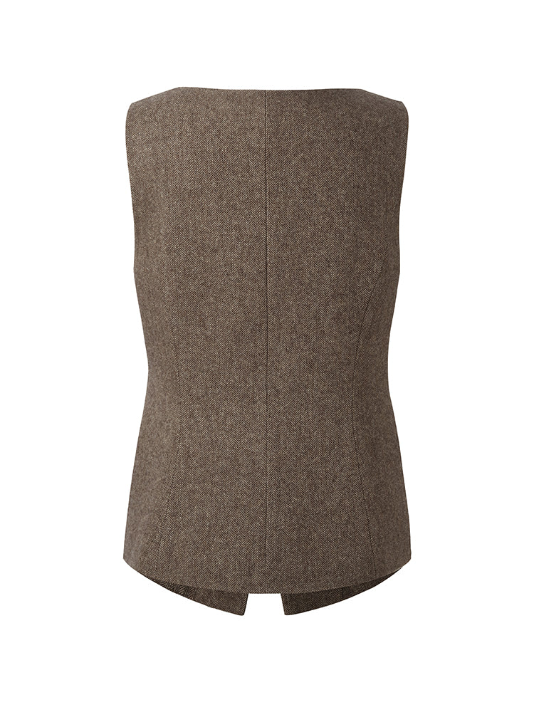 100% Washable Wool Square Neck Women Vest