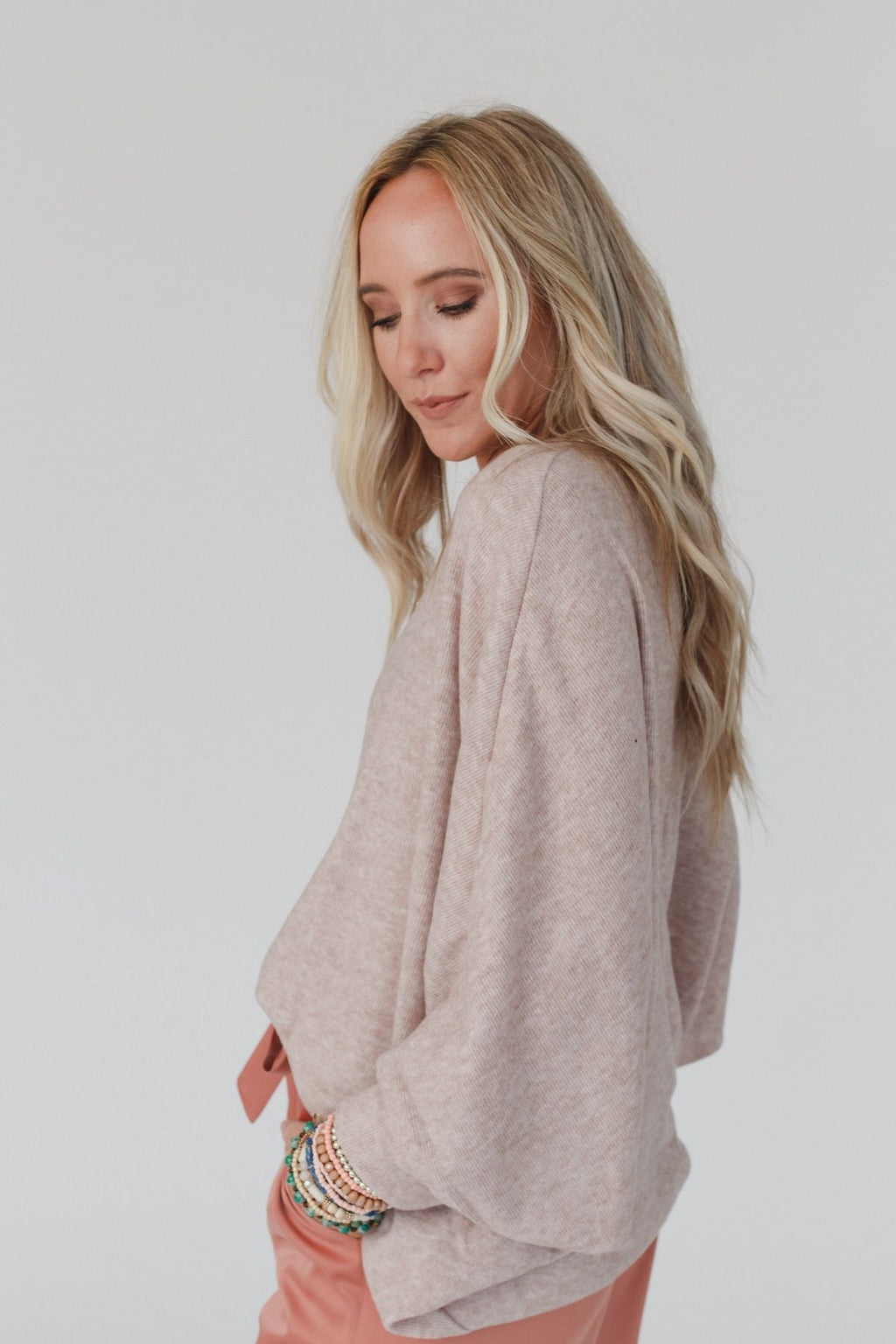 The Nest Fly With Me Batwing Sleeve Knit Sweater - Sand