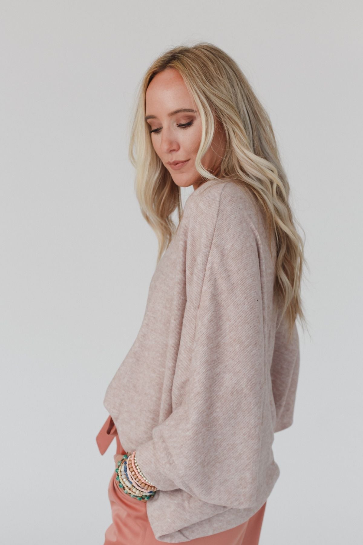 The Nest Fly With Me Batwing Sleeve Knit Sweater - Sand