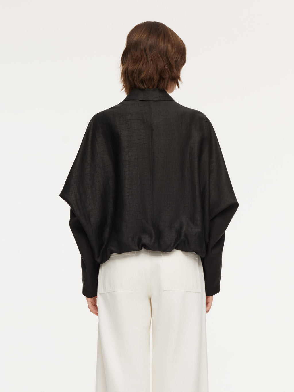 18MM Gambiered Canton Gauze Balloon Hem Women Jacket