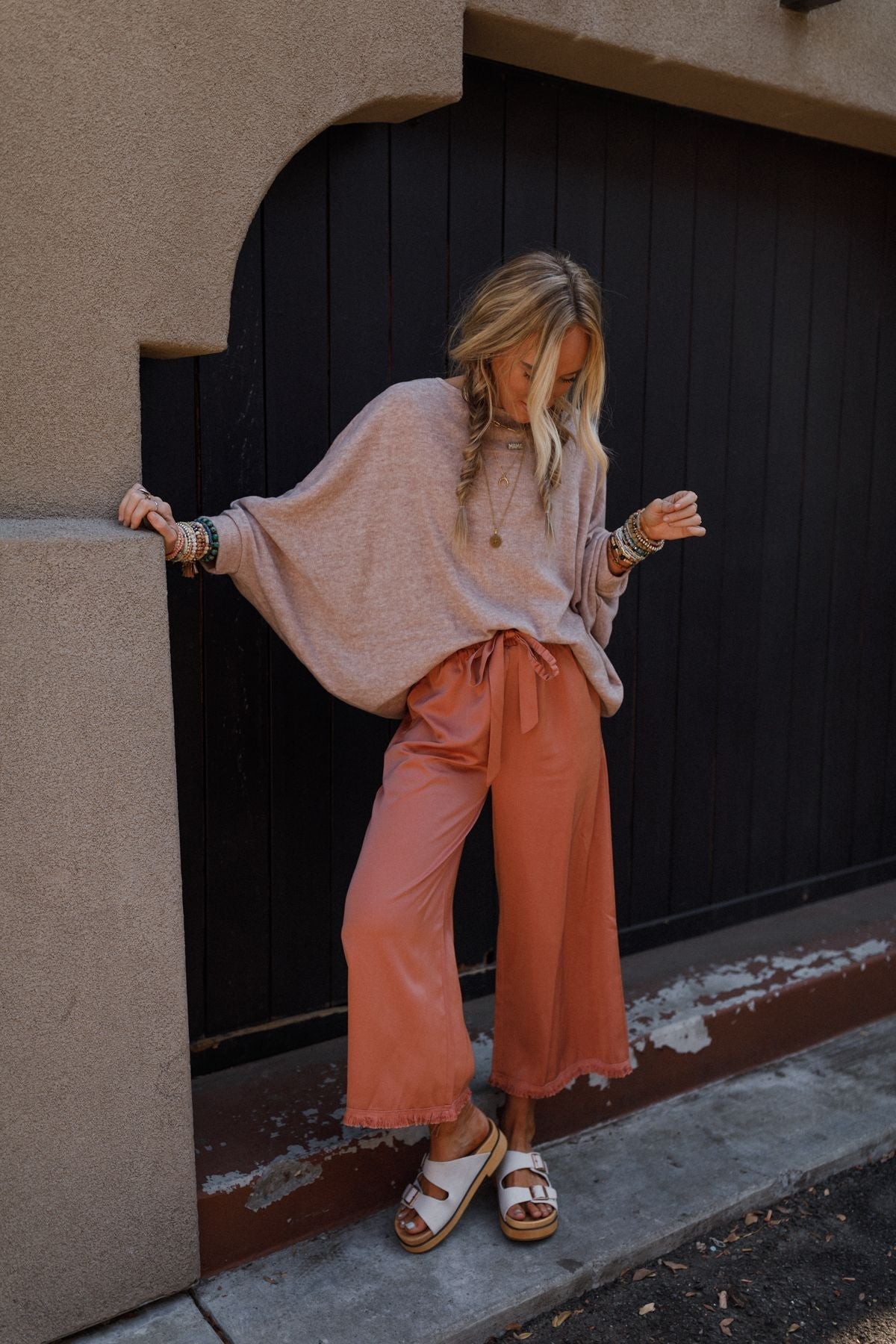 The Nest Fly With Me Batwing Sleeve Knit Sweater - Sand