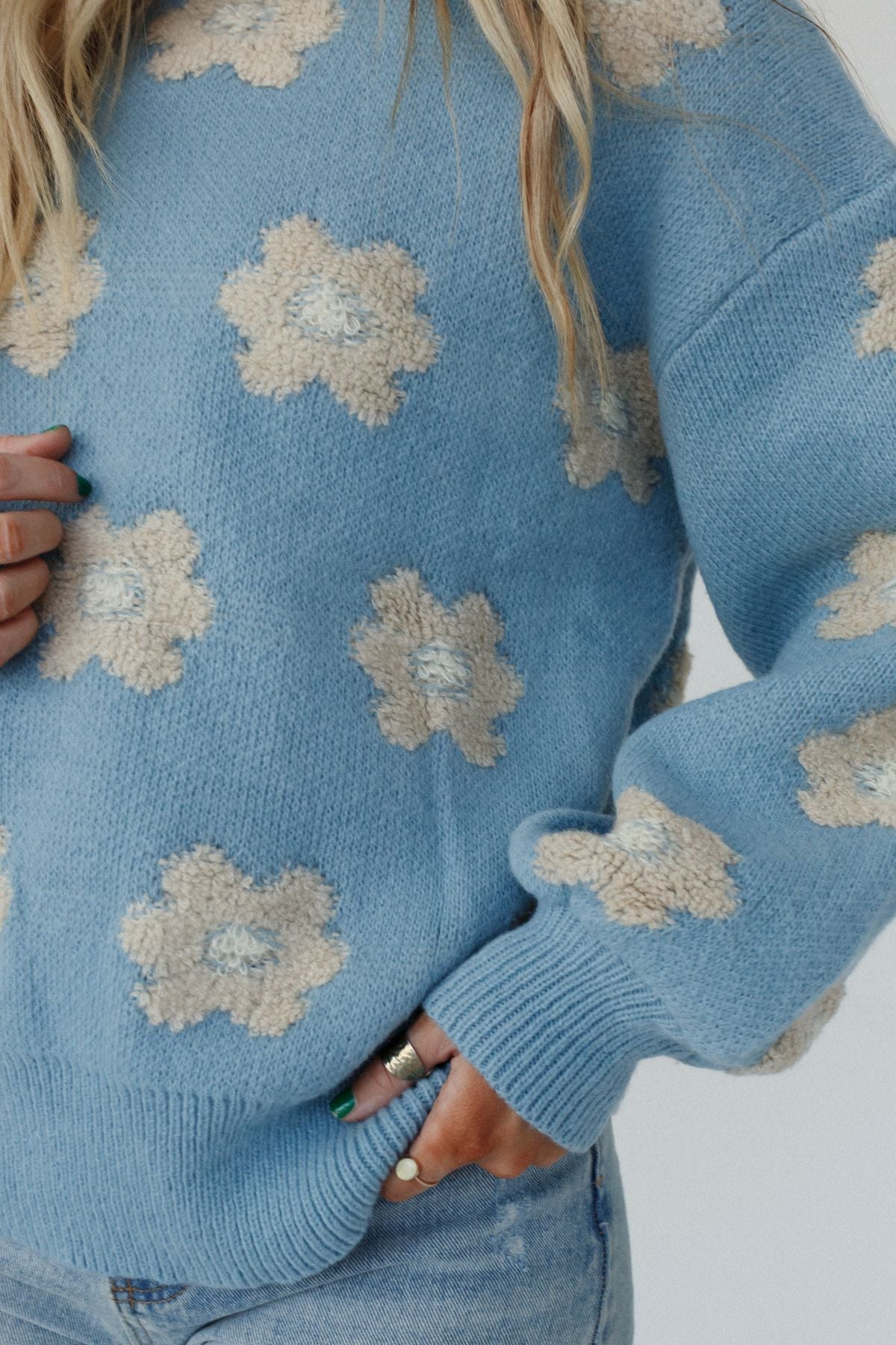 Rainy Bloom Sweater - Blue