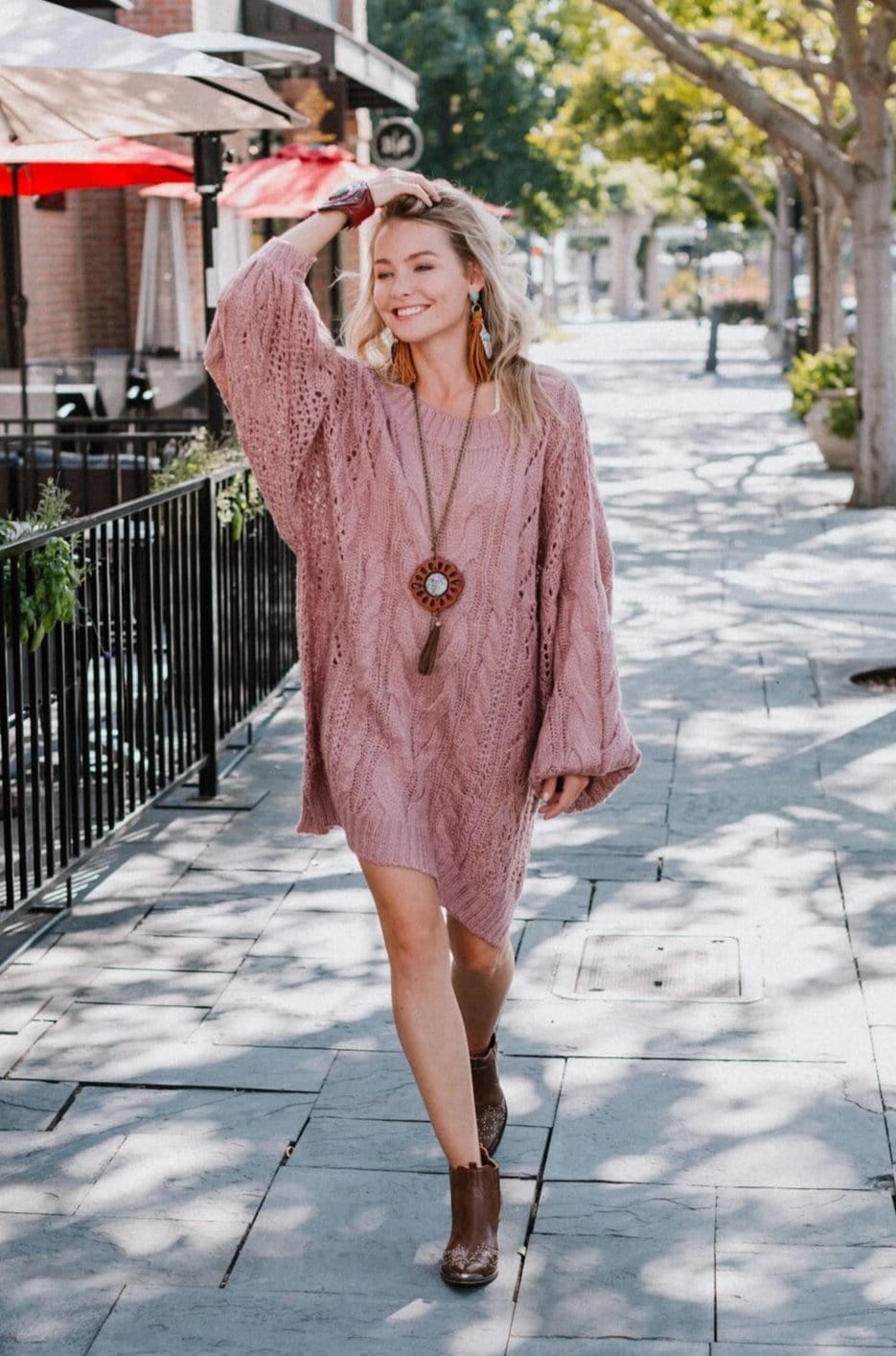 Golden Hour Bubble Sleeve Sweater - Mauve - Pre Order