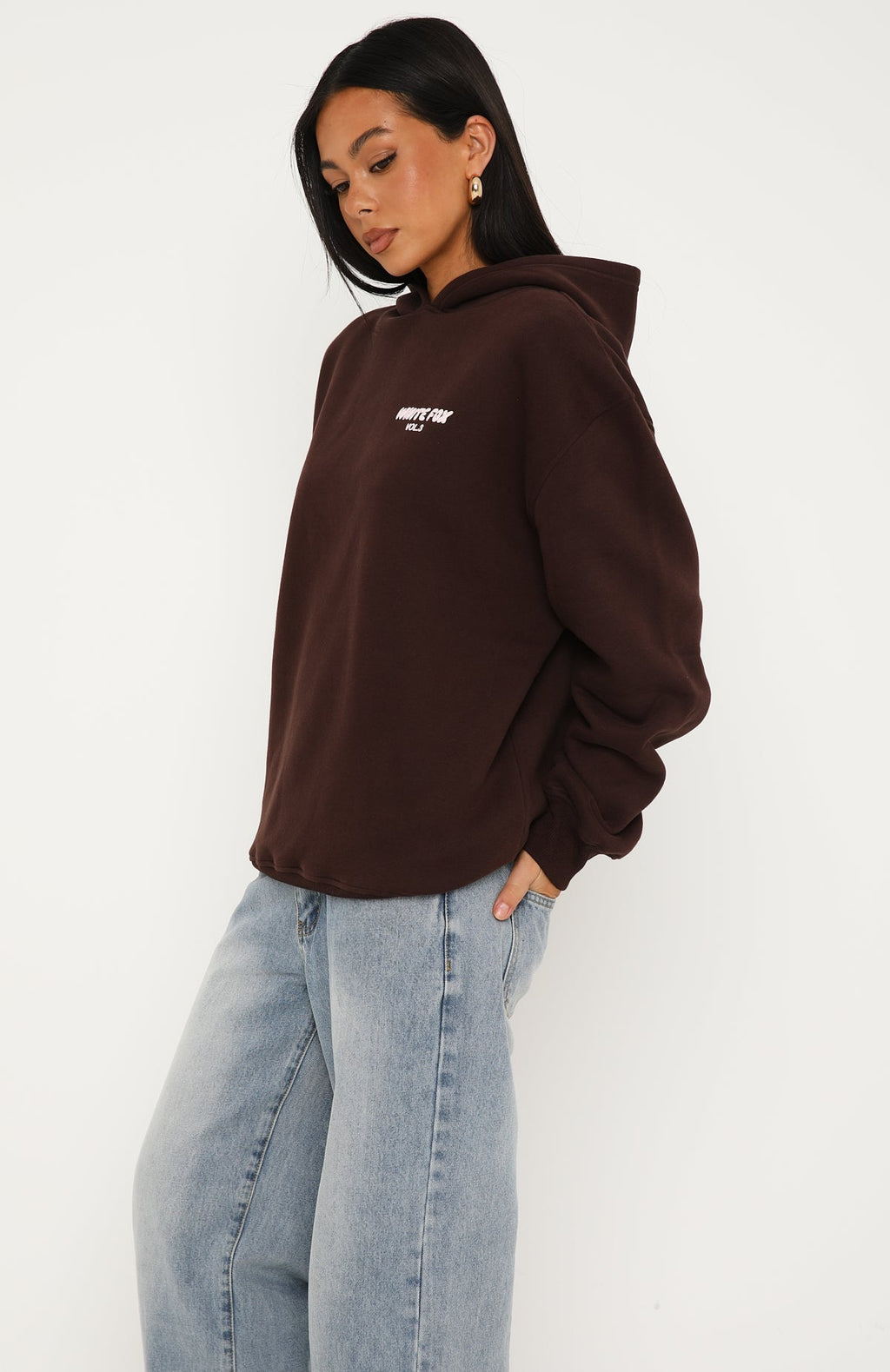Offstage Printed Oversized Hoodie Chocolate
