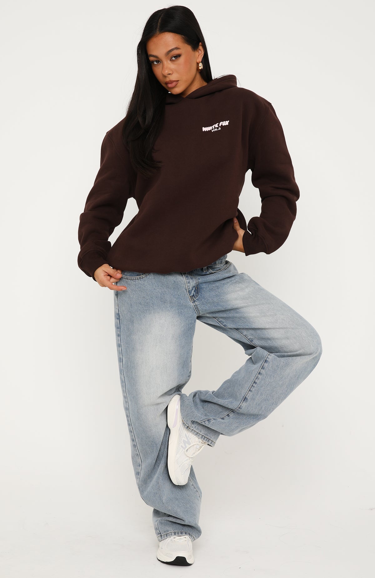 Offstage Printed Oversized Hoodie Chocolate