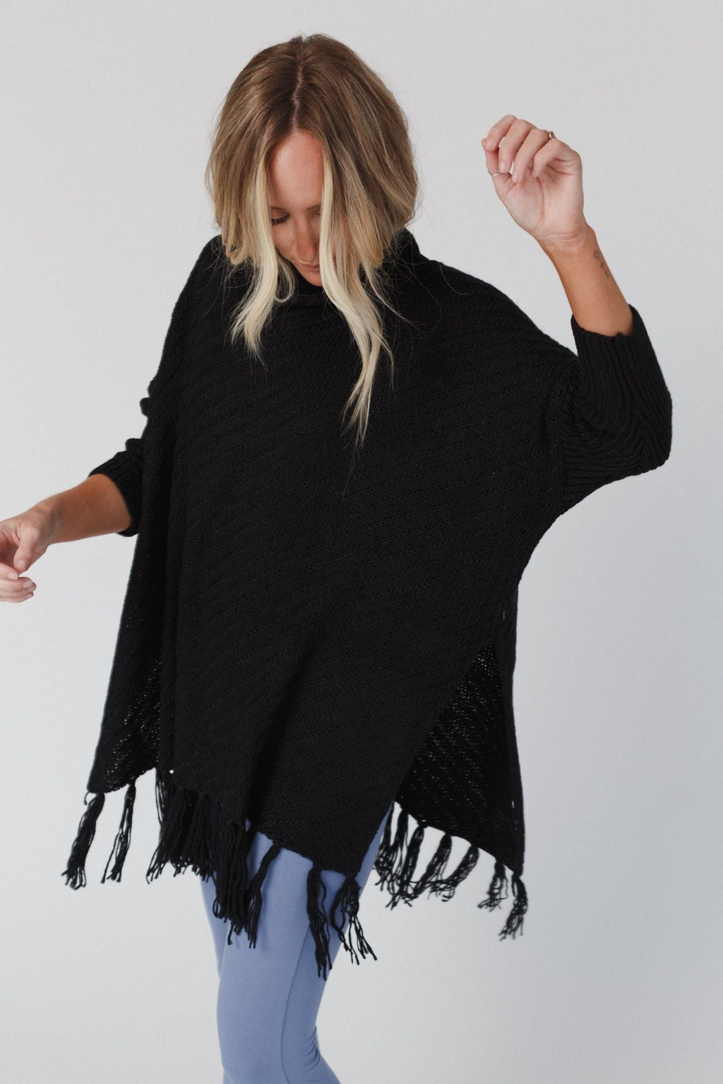 Paloma Poncho Sweater - Black